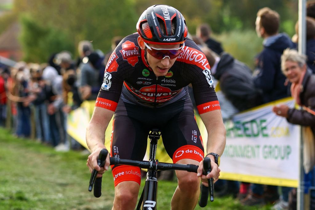 Belgian cyclist Michael Vanthourenhout competes in the mens race during the Koppenbergcross the first race of the X2O Badkamers trophy in Melden on November 1 2022 Belgium OUT Photo by DAVID PINTENS BELGA AFP Belgium OUT Photo by DAVID PINTENSBELGAAFP via Getty Images
