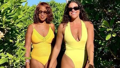 Gayle King and her niece in swimsuits on Thanksgiving