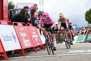 Vuelta Femenina stage 1: Noemi R&uuml;egg storms uphill sprint to beat Kopecky and Koch to first leader's jersey