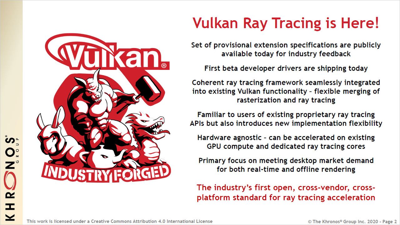 Vulkan Ray Tracing extensions slide deck from Khronos Group.