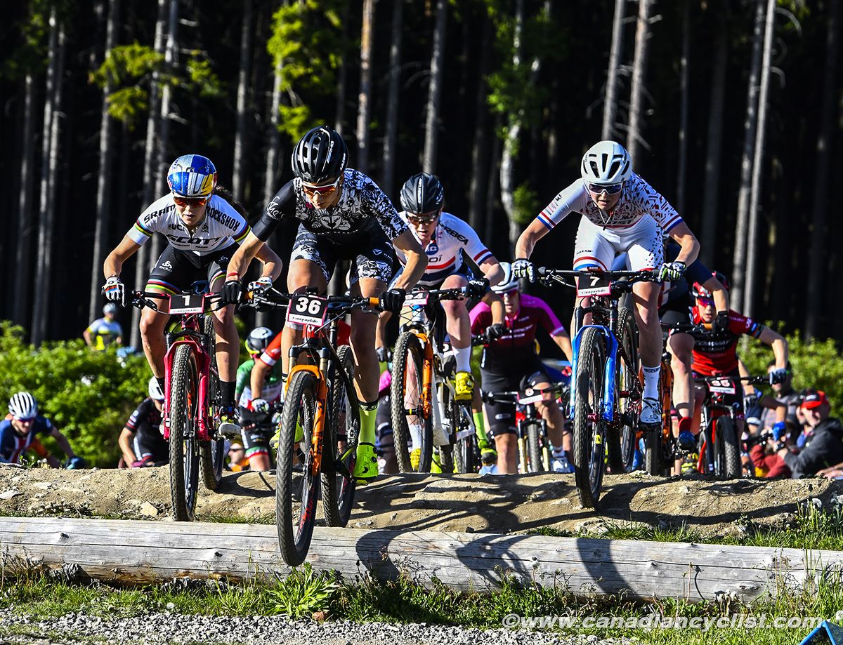 Kate Courtney (Scott-SRAM MTB Racing), Nadine Rieder, Annie Last (KMC-Ekoi-Orbea), Anne Terpstra (Ghost Factory Racing)
