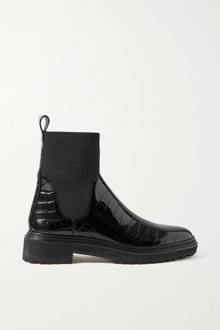 black patent croc effect ankle boots, best boots