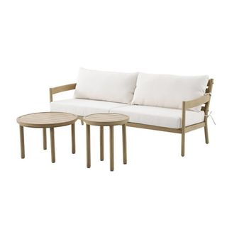 Better Homes & Gardens Astrid 3-Piece Steel Outdoor Sofa & Table Set, Cream