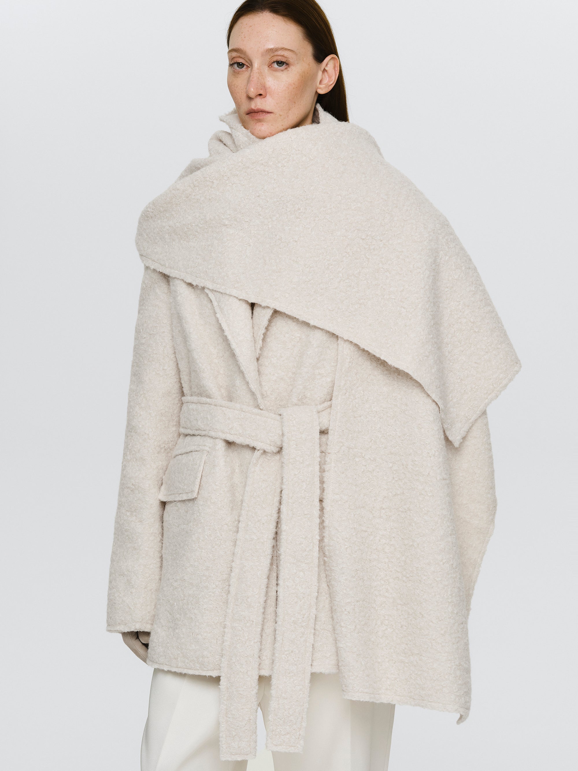 Oversized Shawl-Collar Blazer, Ivory