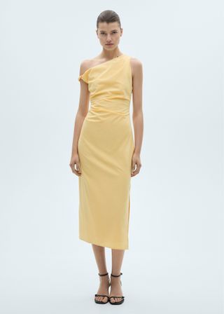 Draped Asymmetrical Midi-Dress - Women | Mango Usa