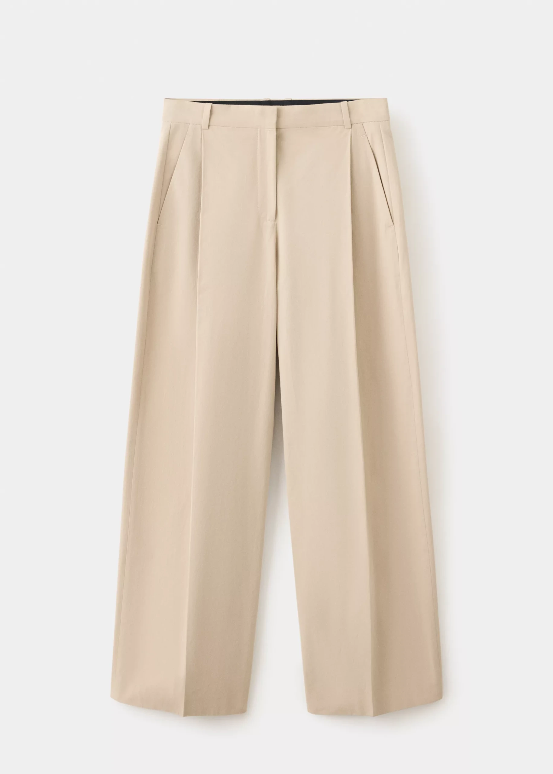 Straight-Leg Cotton Pleated Trousers - Women | Mango Usa