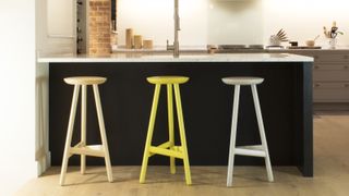 peninsula kitchen ideas navy blue peninsula with multi coloured stools