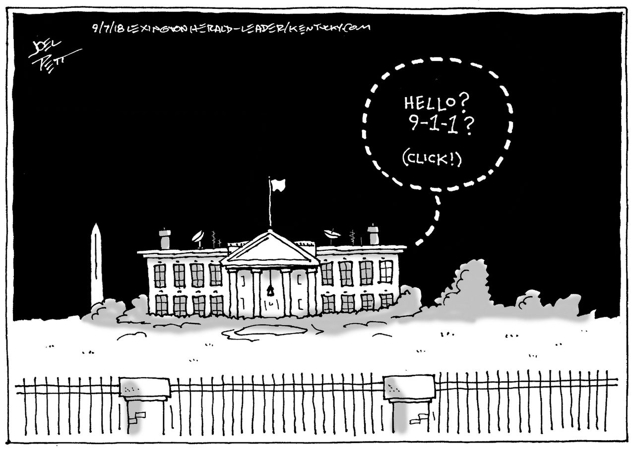 Political cartoon U.S. White House Trump 911