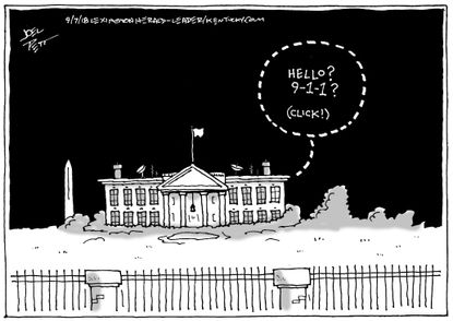 Political cartoon U.S. White House Trump 911