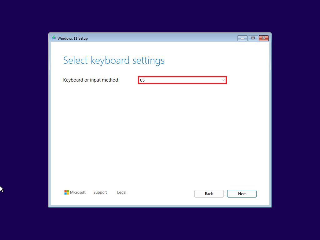 Windows 11 setup keyboard