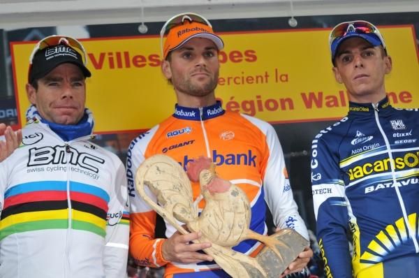 The GP de Wallonie podium: Cadel Evans, Paul Martens and Riccardo Ricco.