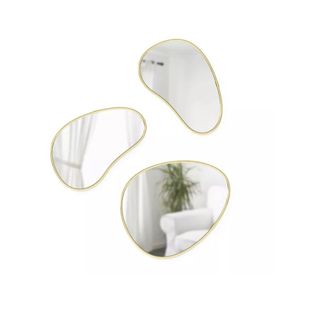 set of three organic shaped wall mirrors