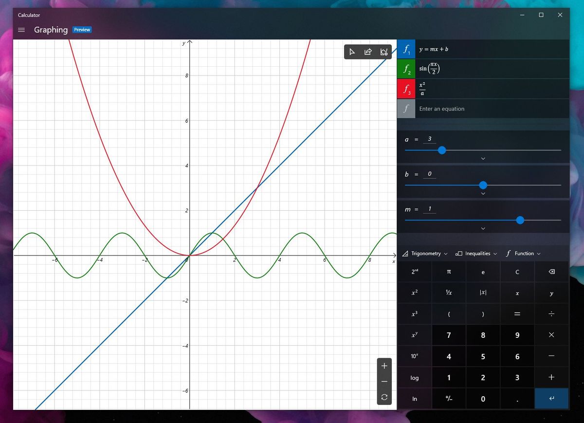 Windows 10 Graphing Calculator