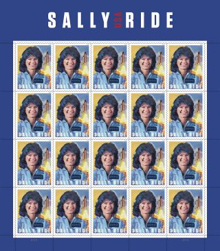 The U.S. Postal Service’s Sally Ride Forever stamp will be issued in sheets of 20 on Wednesday, May 23, 2018.