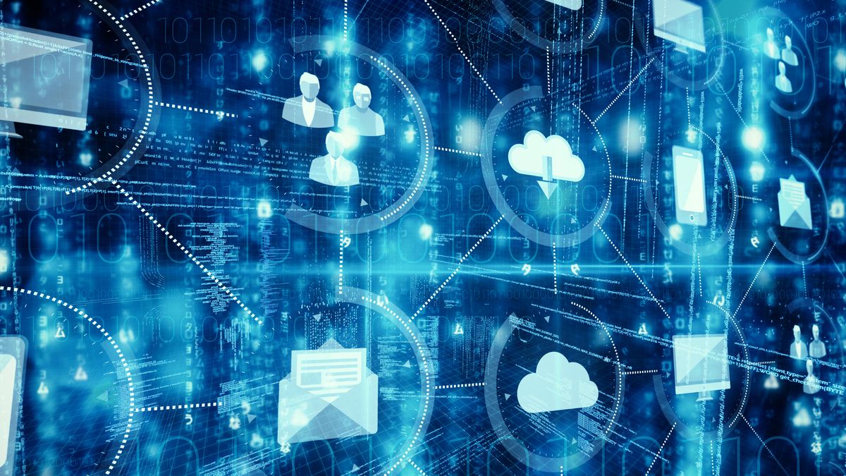 Data visualisation with cloud and document icons