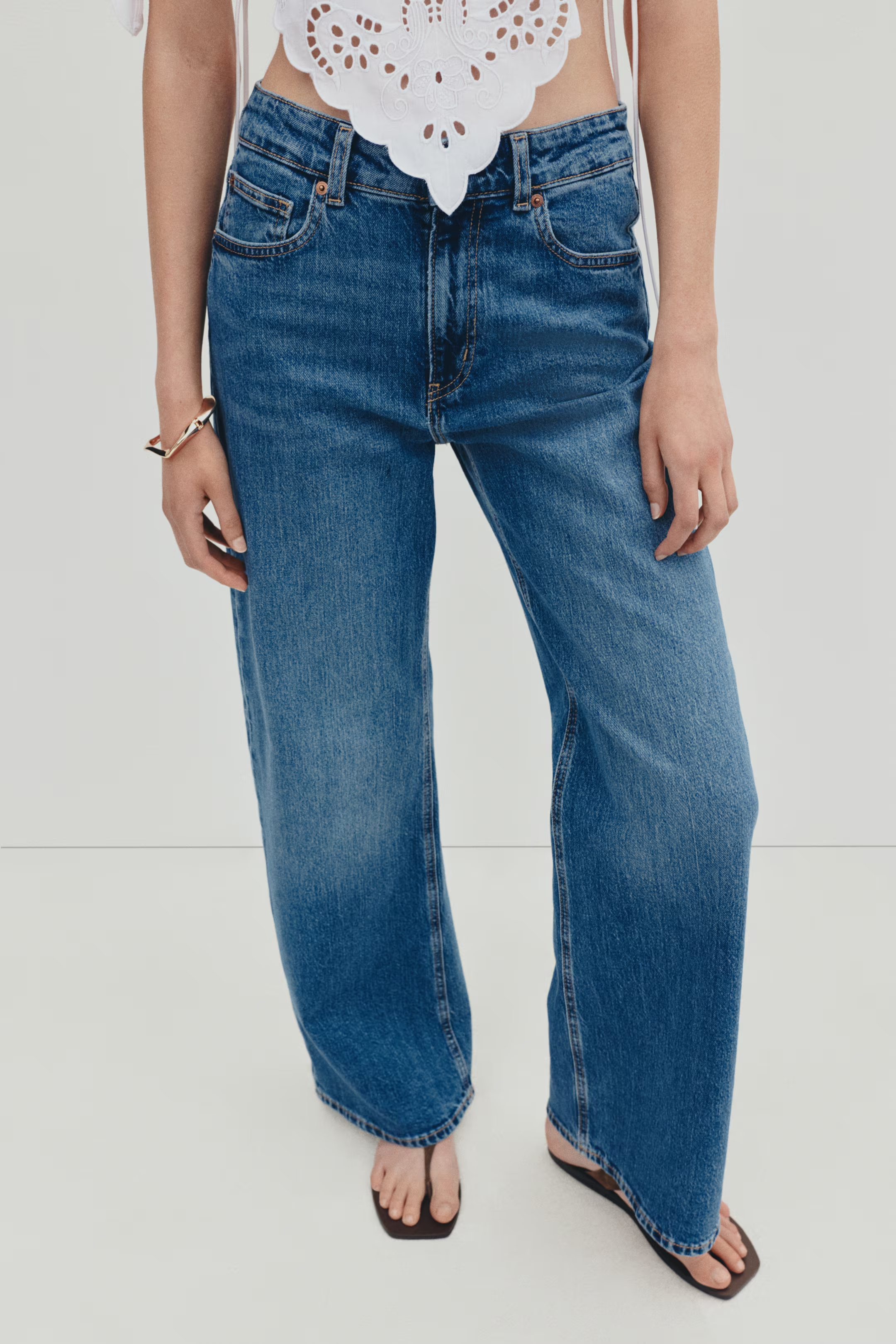 H&amp;M, Wide High Waist Jeans