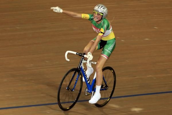 Tasmanian rider Macey Stewart enjoyed her win in the JW15 500m time trial.