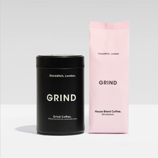 Black Tin of Grind Coffee Whole Bean / House