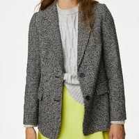 RRP: £75 ($92.11) | Tweed Relaxed Checked Single Breasted Blazer | M&amp;S