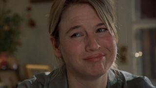 Bridget smiling tearfully in Bridget Jones's Diary