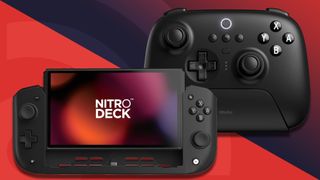 Switch-lisävarusteet: ohjain ja Nitro Deck punamustalla TechRadar-taustalla