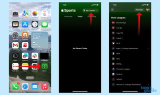 Setting up the sports app in iOS 17
