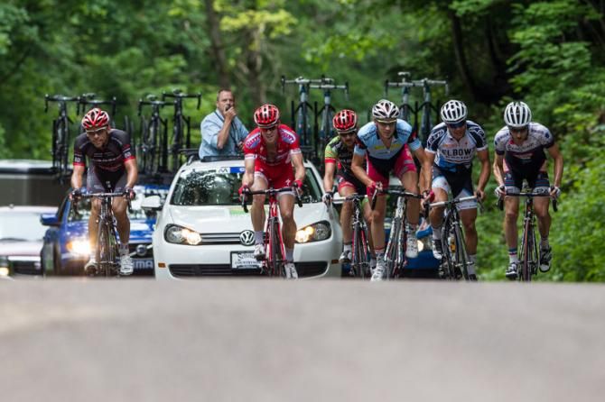 The break makes its way up to the first KOM.