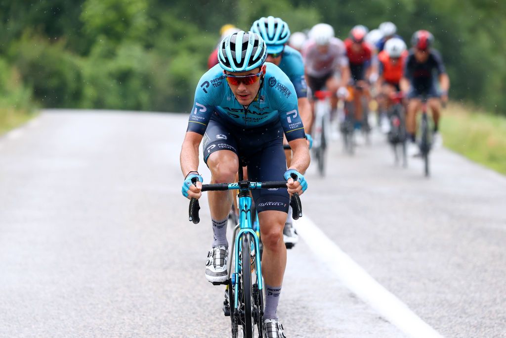 LE GRAND BORNAND FRANCE JULY 03 Alex Aranburu of Spain and Team Astana Premier Tech in the Breakaway during the 108th Tour de France 2021 Stage 8 a 1508km stage from Oyonnax to Le GrandBornand LeTour TDF2021 on July 03 2021 in Le Grand Bornand France Photo by Michael SteeleGetty Images