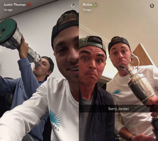 Spieth, Fowler And Thomas Party With The Claret Jug