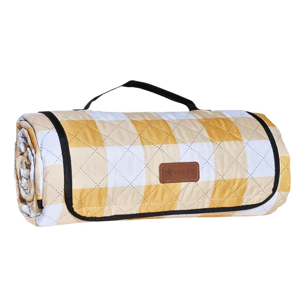 Yellow Gingham Outdoor Picnic Blanket