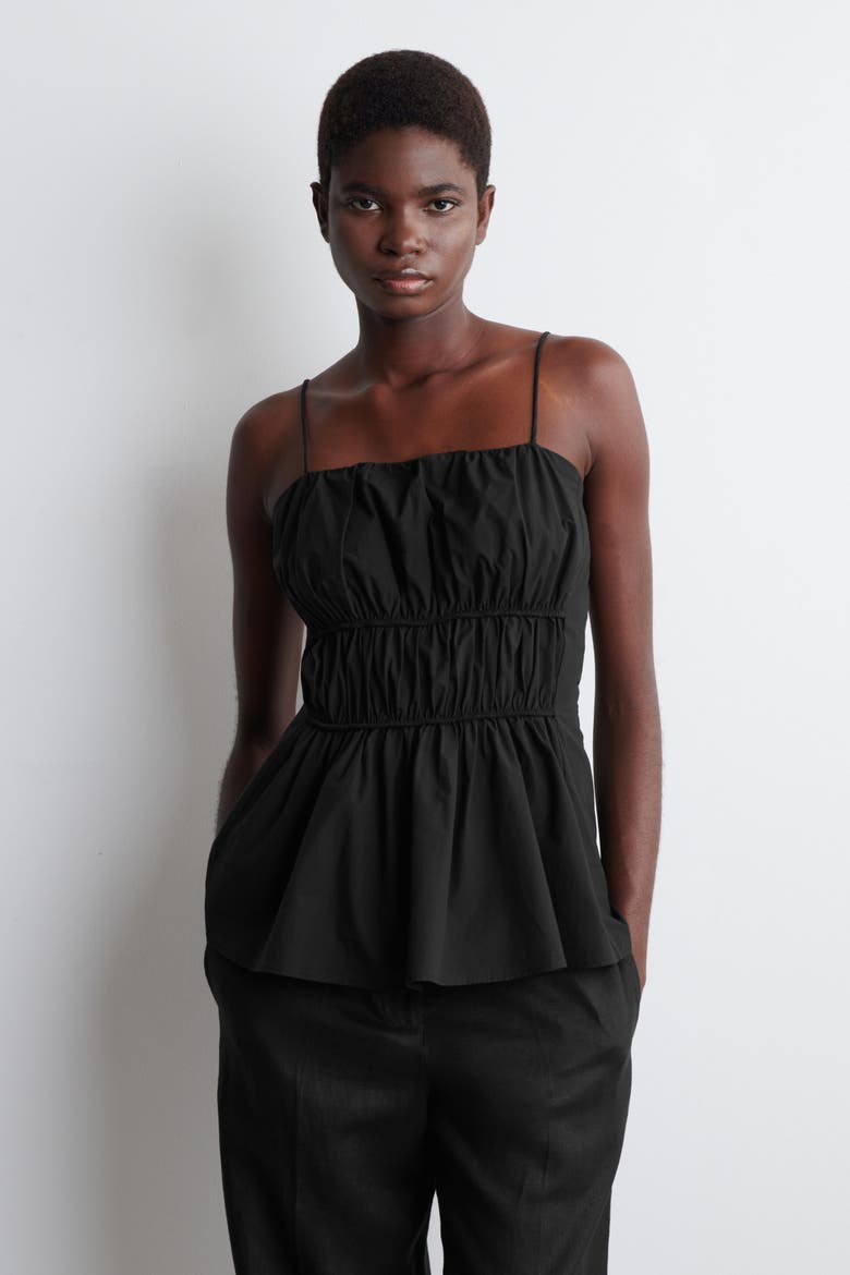 Gathered Cotton Peplum Top