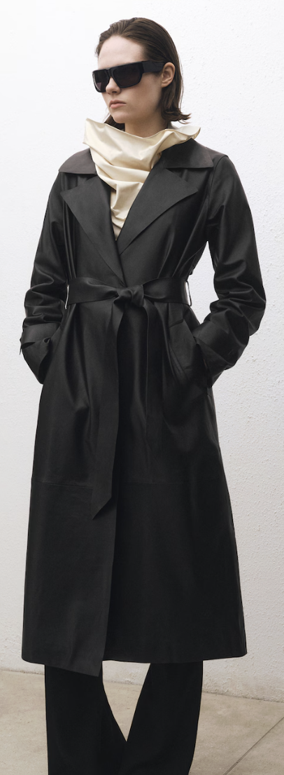 Mango Outlet, Leather Trench Coat with Belt