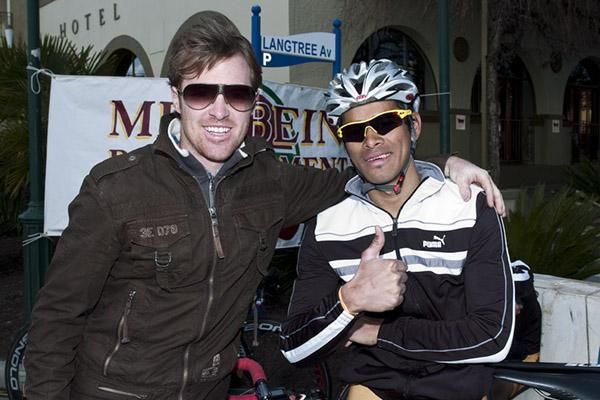 Malaysian speedster Harrif Saleh gives the thumbs-up to the tour and why wouldn't he: Saleh had won three stages leading into the final stage. Saleh's efforts have impressed team-manager William Walker, seen here with the sprinter.