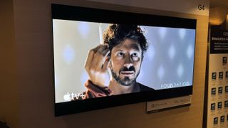 LG G4 OLED TV with an actor from Apple TV+'s Foundation on screen