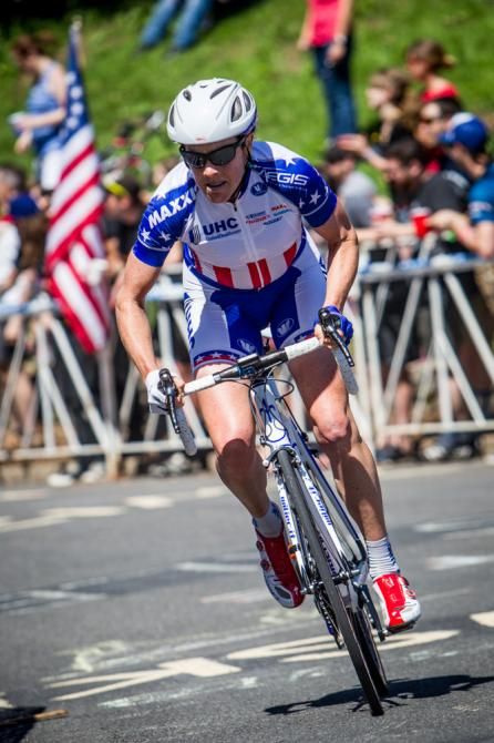 Alison Powers (UnitedHealthcare) hits the Lemon Hill climb