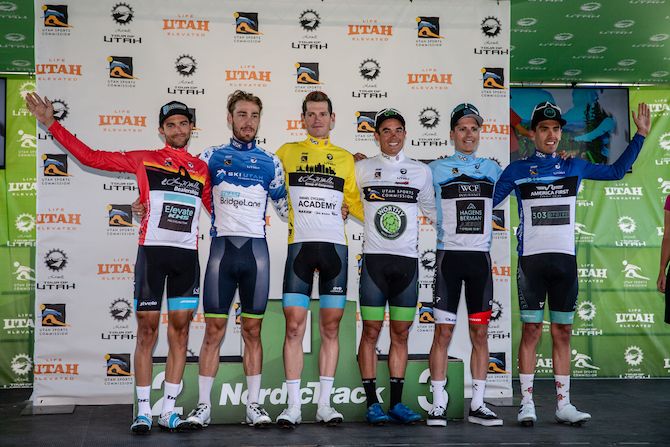 The final winners of the leaders' jerseys at the 2019 Tour of Utah