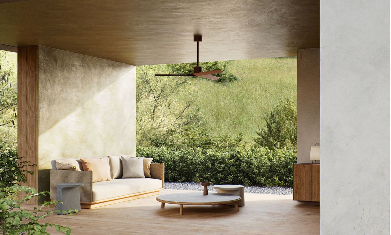 Kettal fan by Michael Anastassiades in an outdoor space