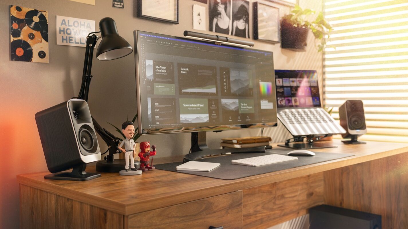 Klipsch Promedia Lumina speaker system on a computer desktop