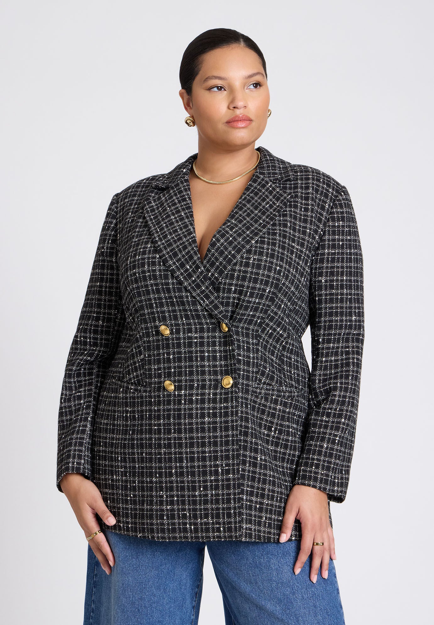 Plaid Tweed Blazer