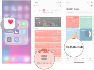 Open Health, tap Health Data, tap Health Records