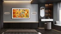 Samsung's new The Frame display in use in hotels for both digital artwork and messaging. 