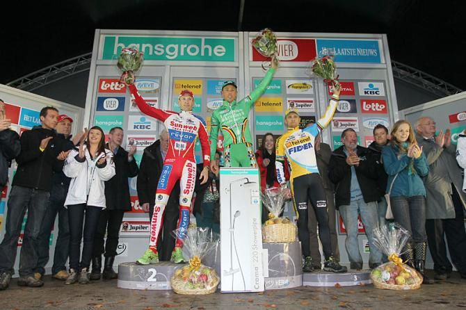Elite men's podium: Klaas Vantornout, Sven Nys, Bart Wellens