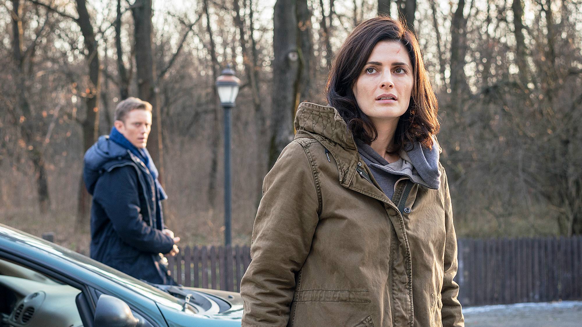 Neil Jackson as Jack Bryne and Stana Katic as Emily Bryne in "Absentia" season 1