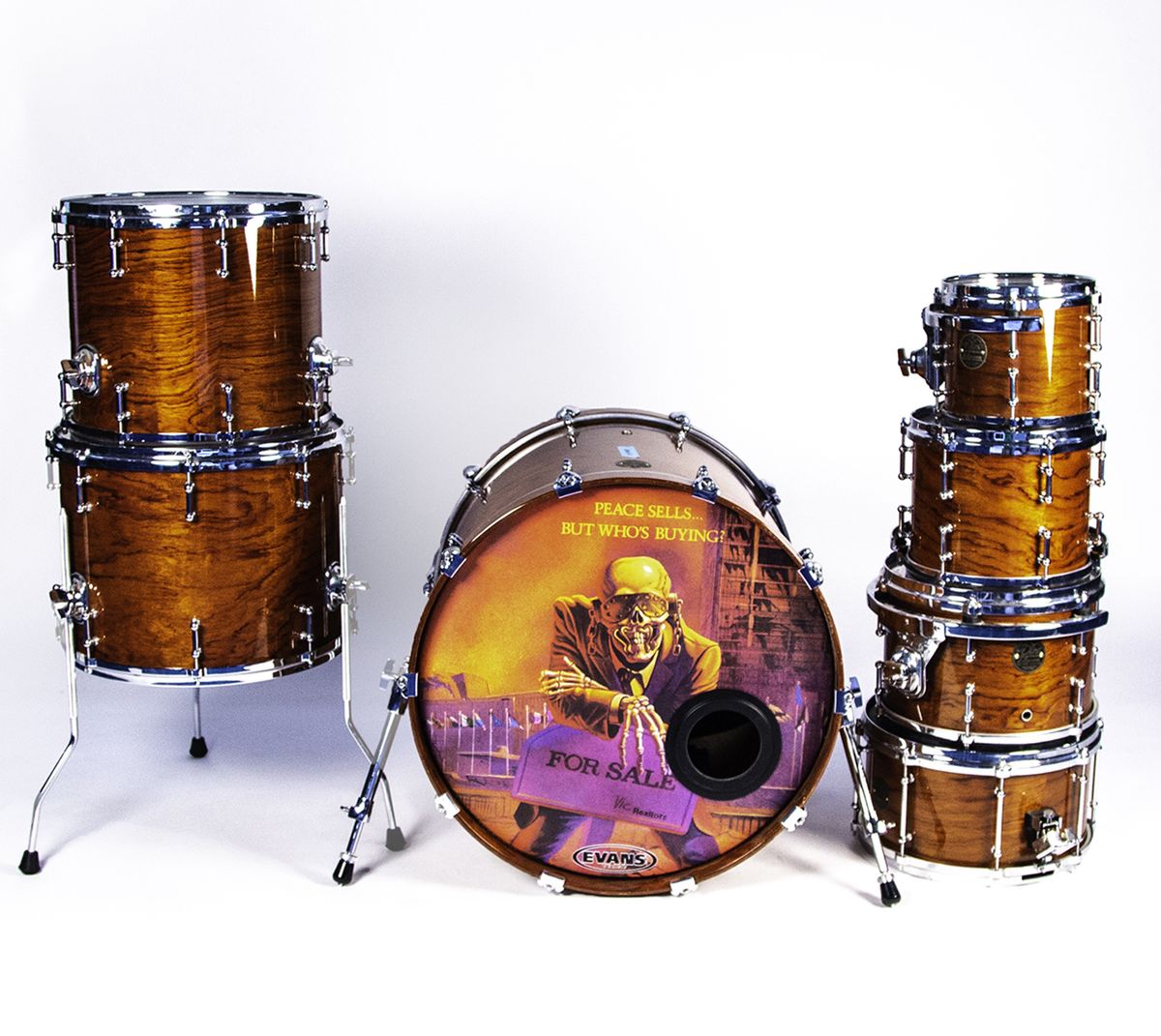 A 7-piece Peace Sells drum kit