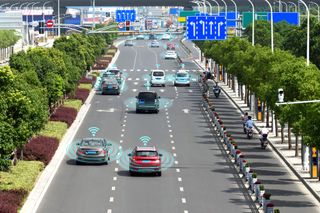 Autonomous vehicles driving on a road