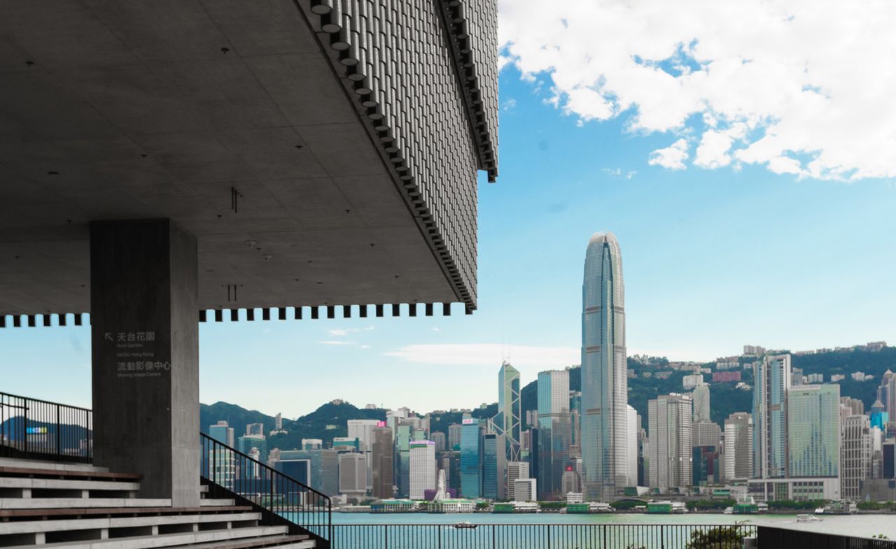 M+ museum overlooking Victoria Harbour, Hong Kong