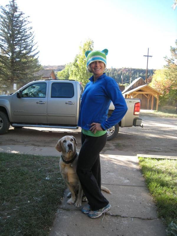 My dog Miller, my truck and my magic hat.