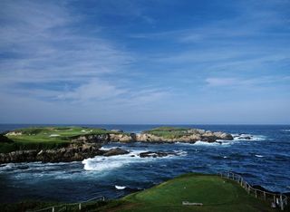 The famous par-3 16th at Cypress Point pictured