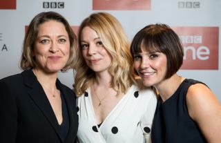 Cast members Nicola Walker (L), Fiona Button (C) and Annabel Scholey (R) photographed during BBC One's 'The Split' photocall
