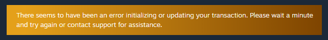 Steam checkout error message